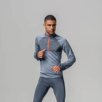 Dolphin Blue Performance Long Sleeve Shirt for Men-L