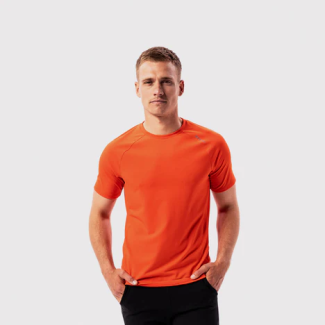 Orange Performance Athletic Tee for Men-S